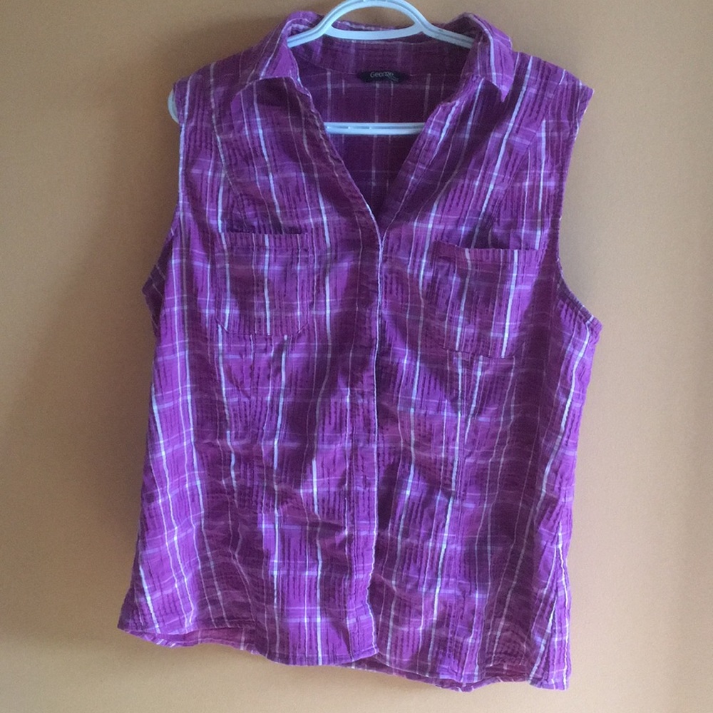 magenta flannel vest